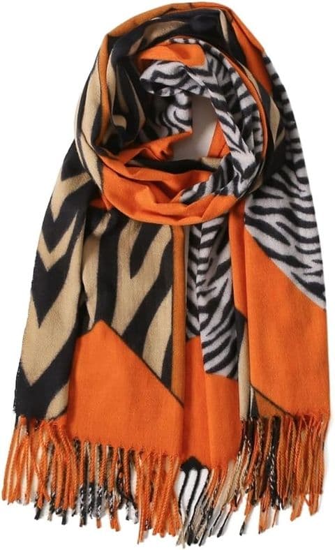 The Zebra Animal Multi Print Scarf Orange Multi