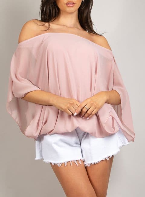 Tilly Chiffon Oversized Magic Top Blush Pink