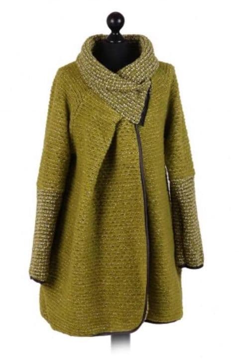 Twill Coatigan Lime Green