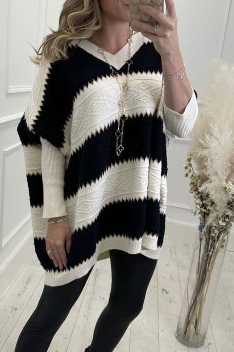 Vespa Striped Jumper Knit Black