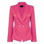 Victoria Designer Inspired Gold Button Blazer Fushia Pink
