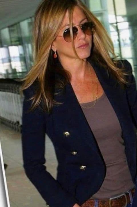 Victoria Designer Inspired Gold Button Blazer Navy