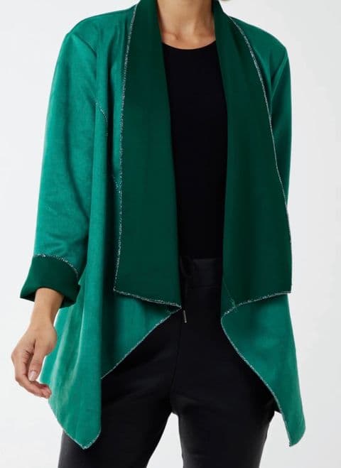 Viola Suedette Waterfall Blazer Jacket Teal