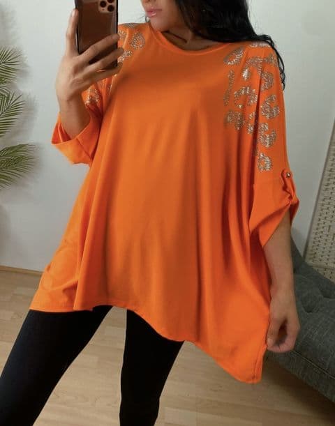 WILD CAT DIAMANTE LEOPARD PRINT TUNIC TOPS
