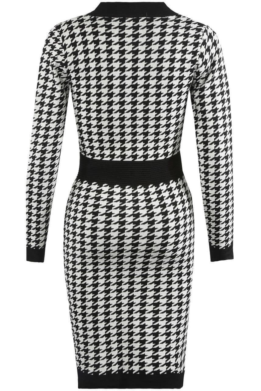 Zara White Dog Tooth Bodycon Dress