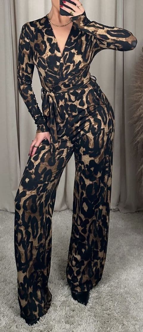 Zena Leopard Slinky Jumpsuit