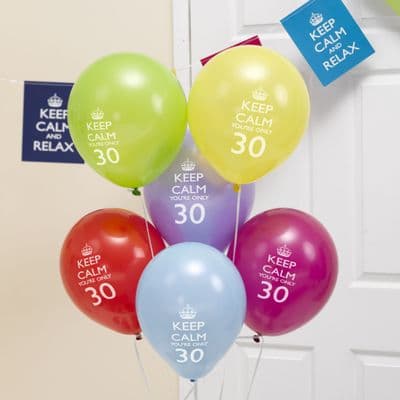 30th Keep Calm and Party Latex Balloons