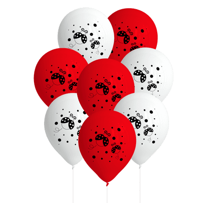 8 LATEX BALLOONS 27 CM LADYBUG