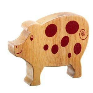 A natural wood pig figure