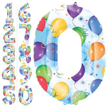 Balloon And Streamers Shaped Foil Number Balloon