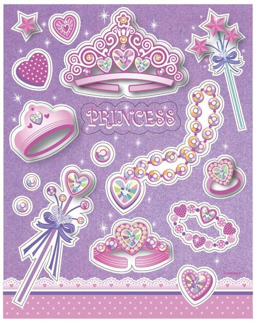 Birthday Princess Tiara Party Sticker Sheets