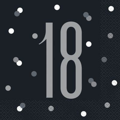 Black Glitz 18th Birthday Lunch Napkins