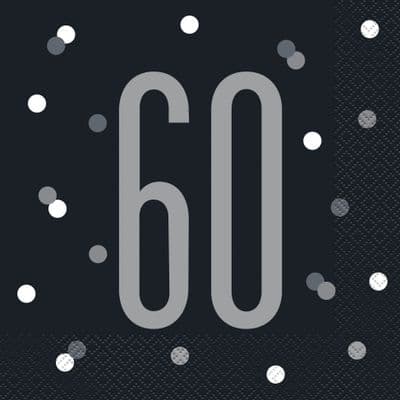 Black Glitz 60th Birthday Lunch Napkins