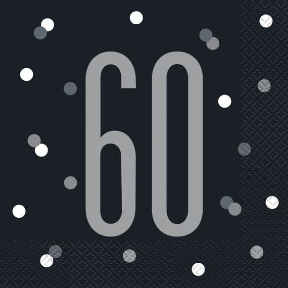 Black Glitz 60th Birthday Lunch Napkins