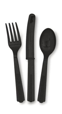 Black Plastic Party Cutlery
