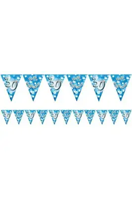 Blue Happy Birthday Foil Party Bunting Age 30 by Riethmuller