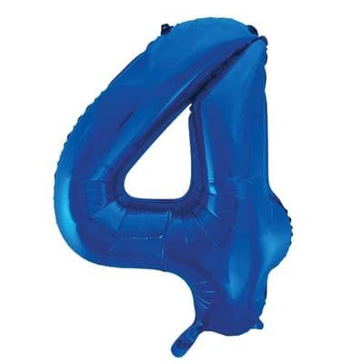 Blue Number 4 Shaped Foil Balloon