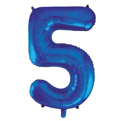 Blue Number 5 Shaped Foil Balloon