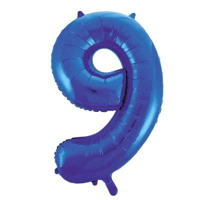 Blue Number 9 Shaped Foil Balloon