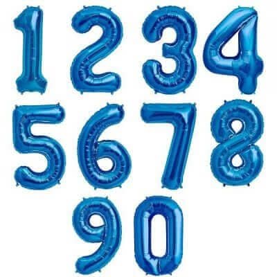 Blue Number Shaped Foil Balloons
