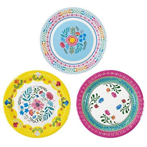Boho Floral Paper Party Plates