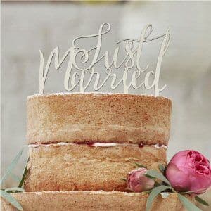 Boho Just Married Wooden Cake Topper