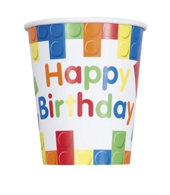 Building Blocks Party Happy Birthday Cups