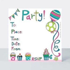 Cake and Balloon Party Invitations by Rachel Ellen