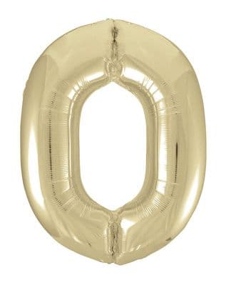 Champagne Gold Number 0 Shaped Foil Balloon