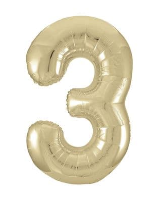 Champagne Gold Number 3 Shaped Foil Balloon