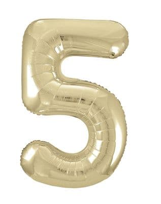 Champagne Gold Number 5 Shaped Foil Balloon