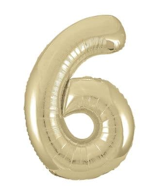Champagne Gold Number 6 Shaped Foil Balloon