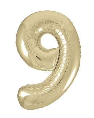 Champagne Gold Number 9 Shaped Foil Balloon