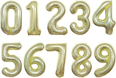 Champagne Gold Number Shaped Balloons