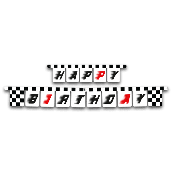 Chequered Flag Happy Birthday Banner