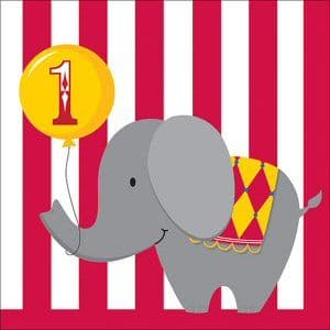 Circus Time Party 1st Birthday Napkins