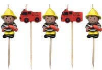 Fire Engine Party Pick Candles