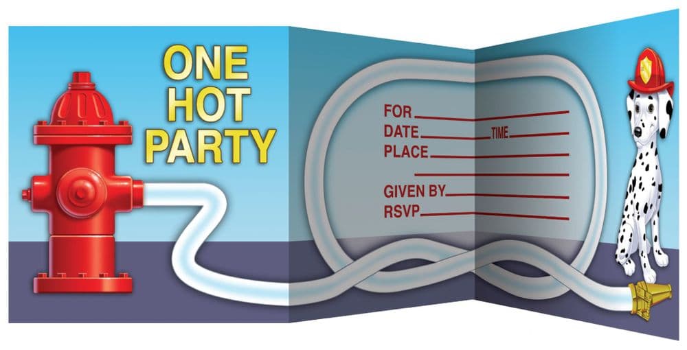 Firefighter Party Invitations with Envelopes