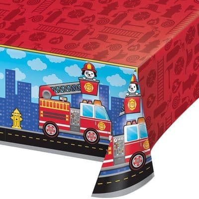 Flaming Fire Truck plastic tablecover