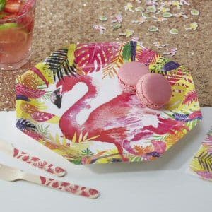 Flamingo Fun Hexagonal Paper Plates