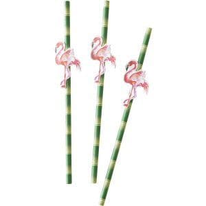 Flamingo Party Paper Drinking Straws