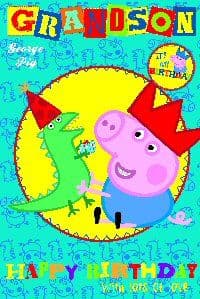 George Pig Grandson Birthday Card with Badge