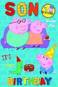 George Pig Son Birthday Card with Badge