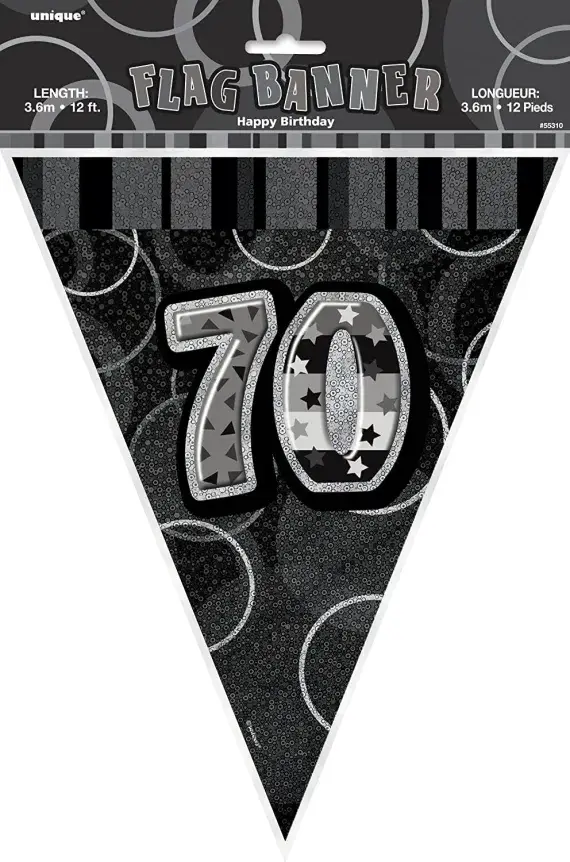 Glitz Black Party Flag Bunting