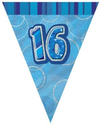 Glitz Blue Party Flag Bunting