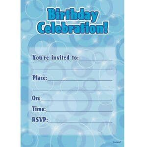 Glitz Blue Party Invitations with Envelopes
