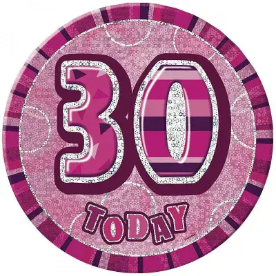 Glitz Pink Jumbo Prismatic Birthday Badge