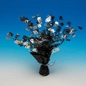 Happy Birthday 30th Black and Silver Foil Spray Centre Piece