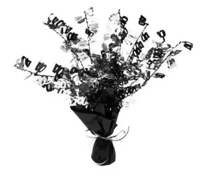 Happy Birthday 40th Black and Silver Foil Spray Centre Piece