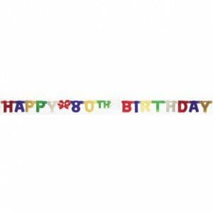 Happy Birthday letter banner age 80